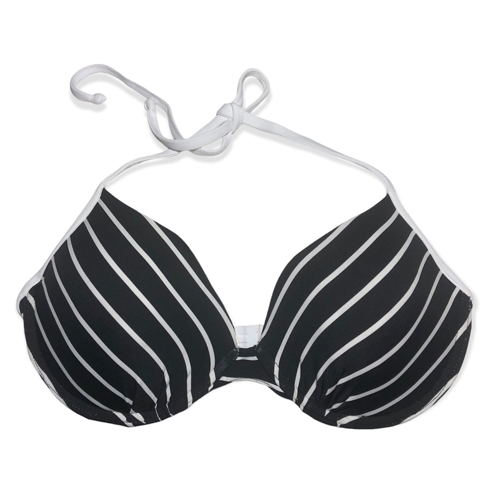 LASCANA for VENUS Black/White Striped Swimwear Bras Sz B